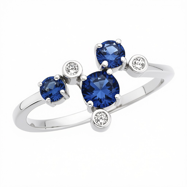 14K White Gold Scattered Sapphire and Diamond Ring Diny's Jewelers Middleton, WI