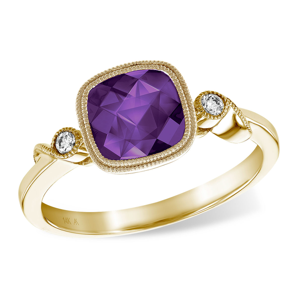 14K Yellow Gold Diamond and Amethyst 3-Stone Ring Diny's Jewelers Middleton, WI