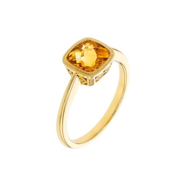14K Yellow Gold Checkerboard Cut Citrine Ring Image 2 Diny's Jewelers Middleton, WI