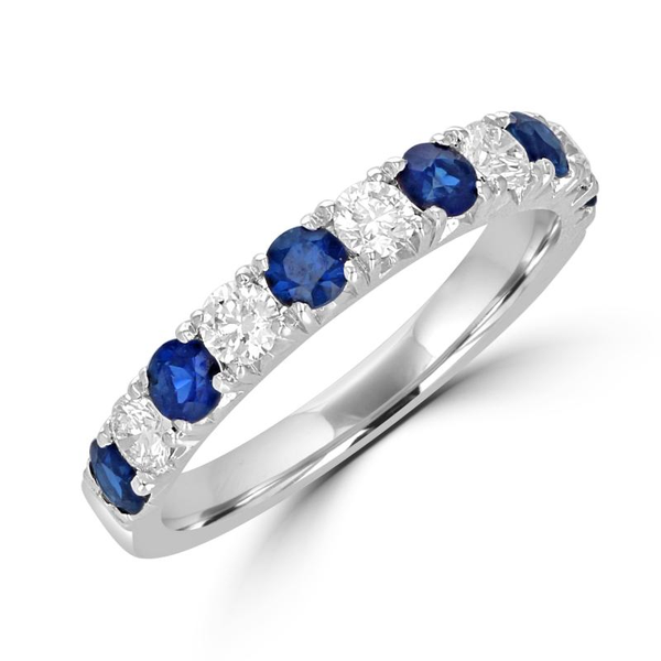 18K White Gold Sapphire and Diamond Anniversary Band Ring Diny's Jewelers Middleton, WI