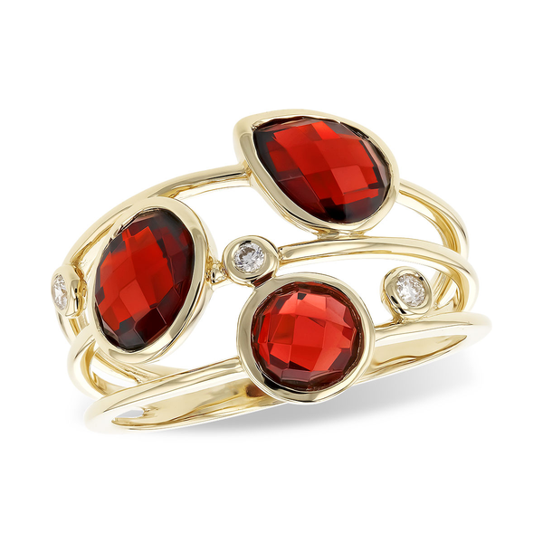 14K Yellow Gold Garnet & Diamond Ring Diny's Jewelers Middleton, WI