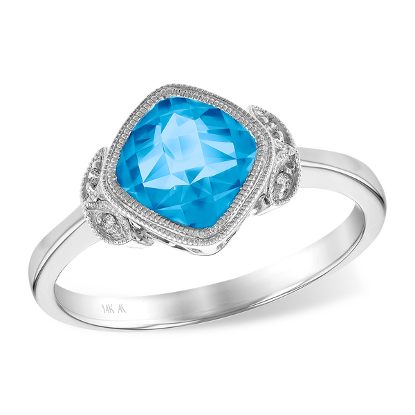 14K White Gold Blue Topaz & Diamond Ring Diny's Jewelers Middleton, WI