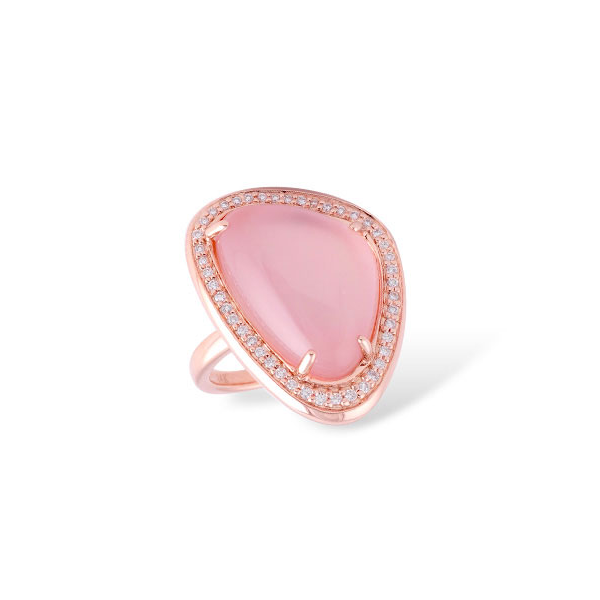 14K Rose Gold Rose Quartz & Diamond Ring Diny's Jewelers Middleton, WI