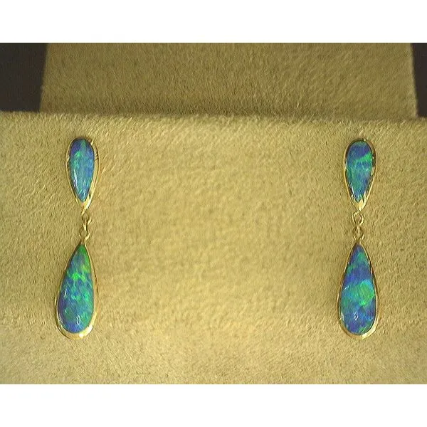 14K Yellow Gold Australian Opal Earrings Diny's Jewelers Middleton, WI