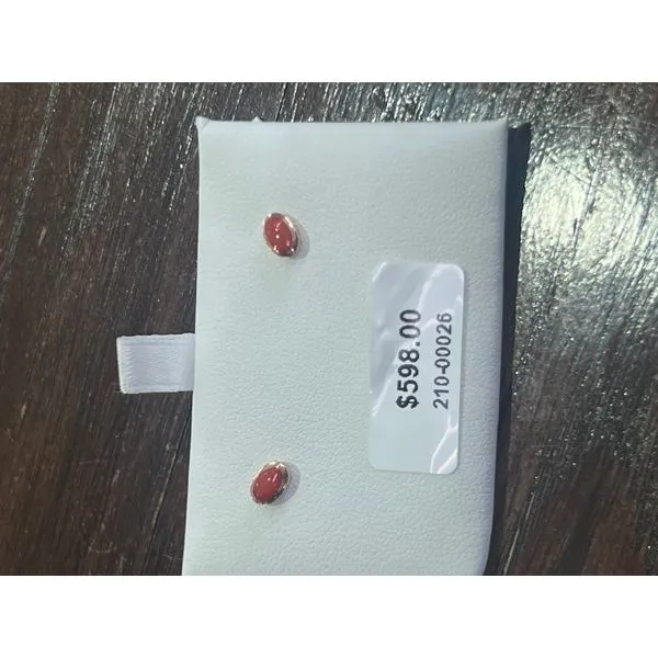 14K Rose Gold Red Coral Oval Earrings Diny's Jewelers Middleton, WI