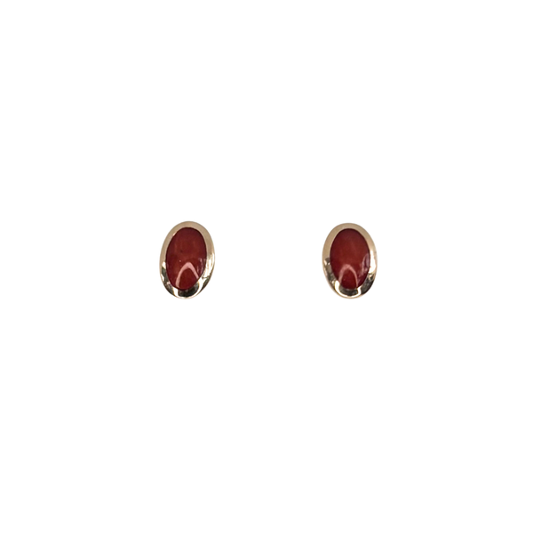 14K Rose Gold Red Coral Oval Earrings Diny's Jewelers Middleton, WI