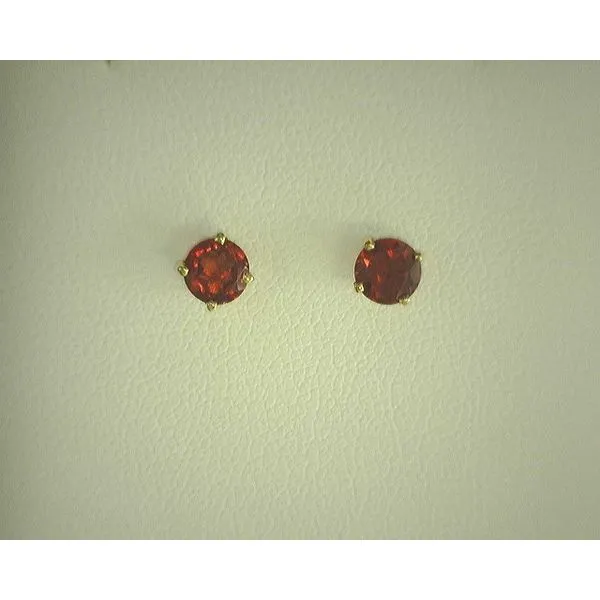 14K Yellow Gold Garnet Round Earrings Diny's Jewelers Middleton, WI