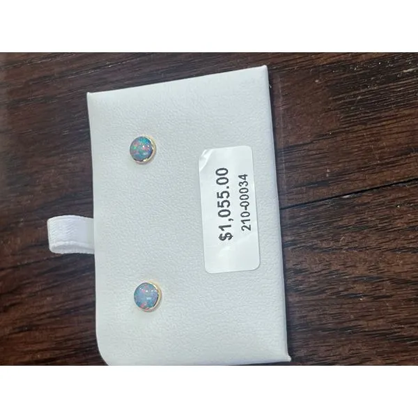 14K Yellow Gold Kabana Opal Round Bezel Earrings Diny's Jewelers Middleton, WI