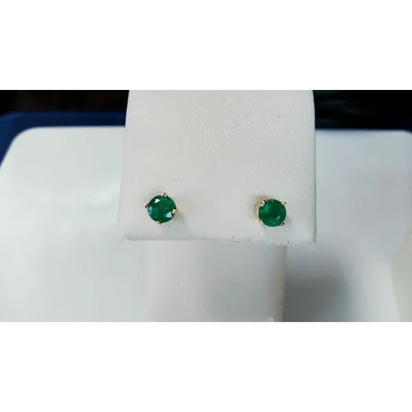 14K Yellow Gold Emerald Round Earrings Diny's Jewelers Middleton, WI