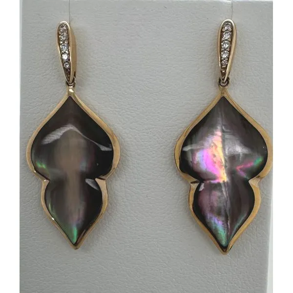 14KT Yellow Gold KABANA Bronze Mother or Pearl Dangle Earring Image 3 Diny's Jewelers Middleton, WI