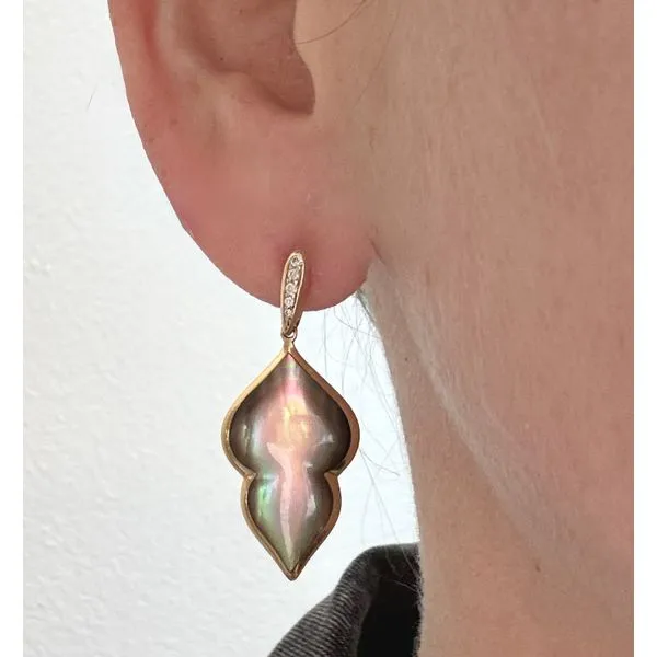 14KT Yellow Gold KABANA Bronze Mother or Pearl Dangle Earring Image 4 Diny's Jewelers Middleton, WI