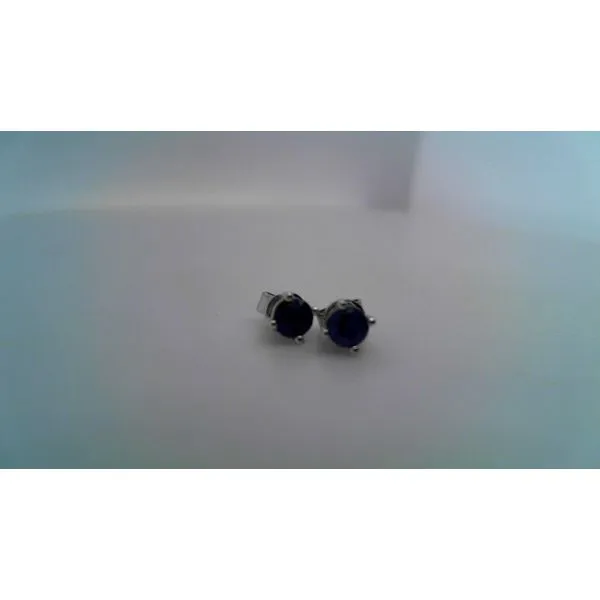 14K White Gold Blue Sapphire Round Earrings Diny's Jewelers Middleton, WI