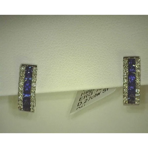 14Kt White Gold Sapphire Huggie Earrings Diny's Jewelers Middleton, WI