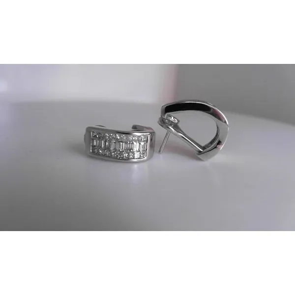 14Kt White Gold Diamond Baguette and Princess Cut Earrings Diny's Jewelers Middleton, WI