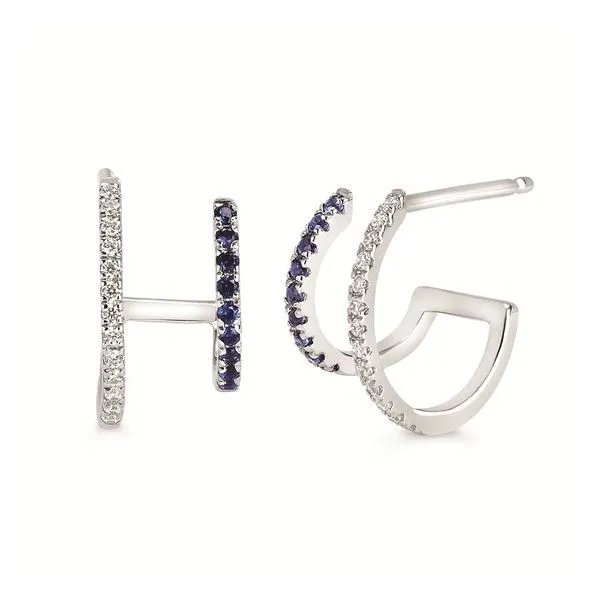 10Kt White Gold Sapphire Double Post Earrings Diny's Jewelers Middleton, WI
