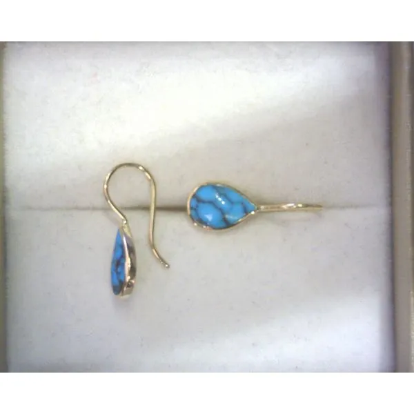 14Kt Yellow Kingman Turquoise Inlay Earrings Diny's Jewelers Middleton, WI