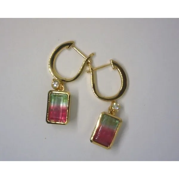 18KY Earrings Bi-Color Tourmaline Diny's Jewelers Middleton, WI