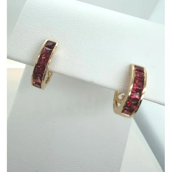 14KT Yellow Gold Ruby Huggie Earrings Channel Set 1.77ctw Image 2 Diny's Jewelers Middleton, WI