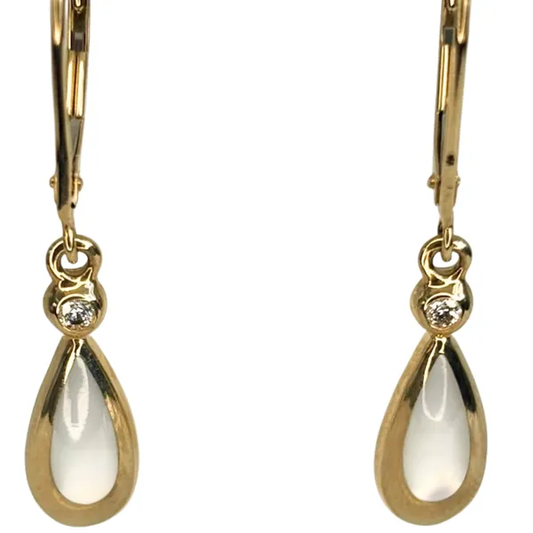 14K Yellow Gold White Mother of Pearl Earrings Diny's Jewelers Middleton, WI