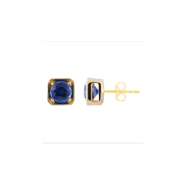 14K Yellow Gold Round Sapphire Stud Earrings Diny's Jewelers Middleton, WI