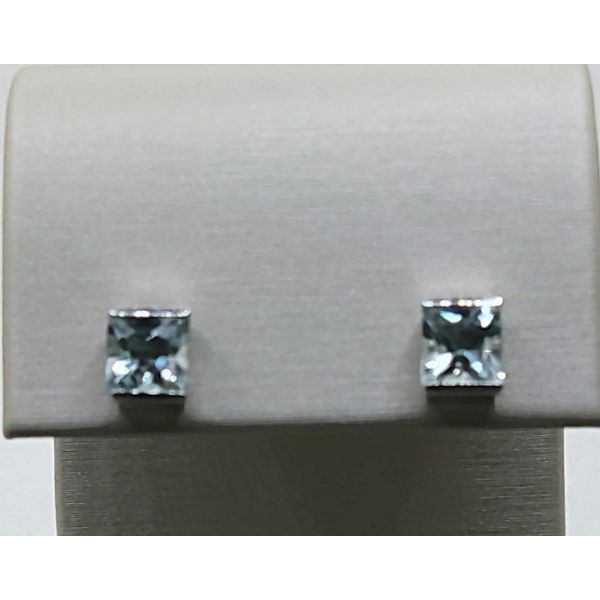 14K White Gold Aquamarine Stud earrings Diny's Jewelers Middleton, WI
