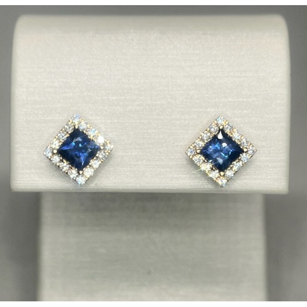 14K Yellow Gold Sapphire and Diamond Stud Earrings Diny's Jewelers Middleton, WI