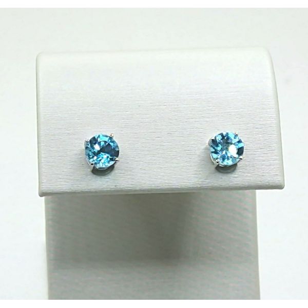 14K White Gold Sky Blue Topaz Stud Earrings Diny's Jewelers Middleton, WI