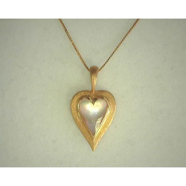 14K Yellow Gold Pink Mother of Pearl Heart Pendant Diny's Jewelers Middleton, WI
