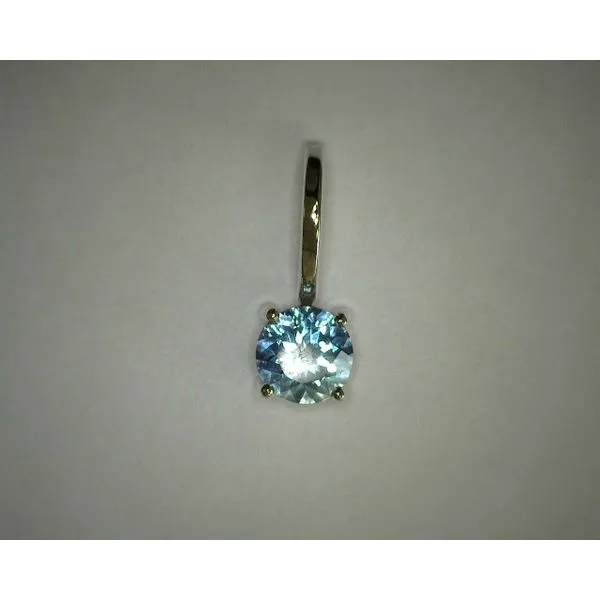 14K White Gold Aqua Round Pendant Diny's Jewelers Middleton, WI