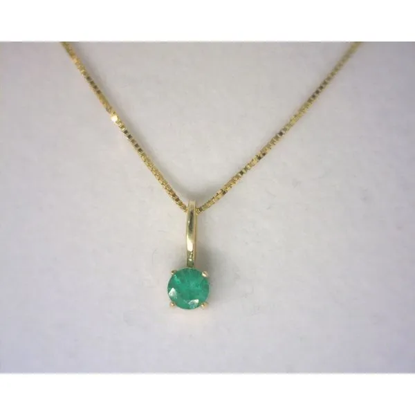 14K Yellow Gold Emerald Round Pendant Diny's Jewelers Middleton, WI
