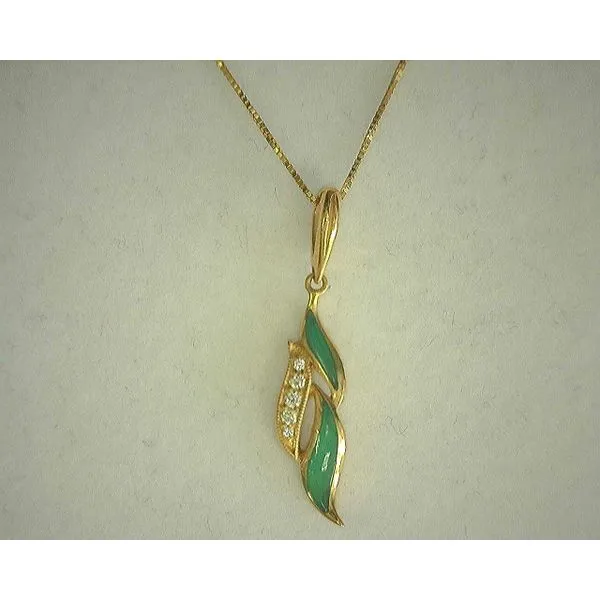 14K Yellow Gold Kabana Chrysoprase Wave Pendant Diny's Jewelers Middleton, WI