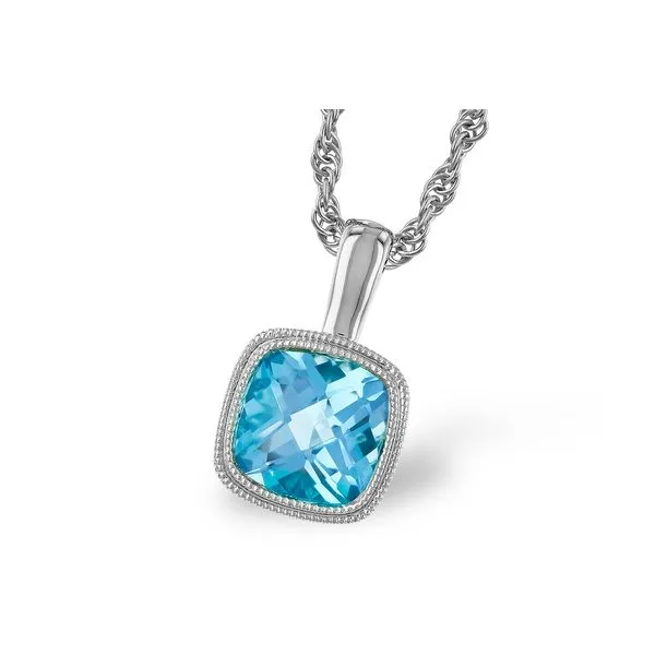 14K White Gold Swiss Blue Topaz Pendant Diny's Jewelers Middleton, WI
