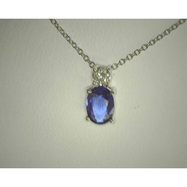 14K White Gold Sapphire Oval Pendant Diny's Jewelers Middleton, WI