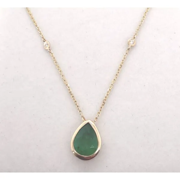 14KT Yellow Gold Emerald Pendant Pear Shape 1.80ct Bezel Diny's Jewelers Middleton, WI