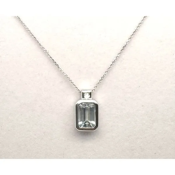 14KT White Gold Aquamarine Pendant EC 1ct 1D.03ct Diny's Jewelers Middleton, WI