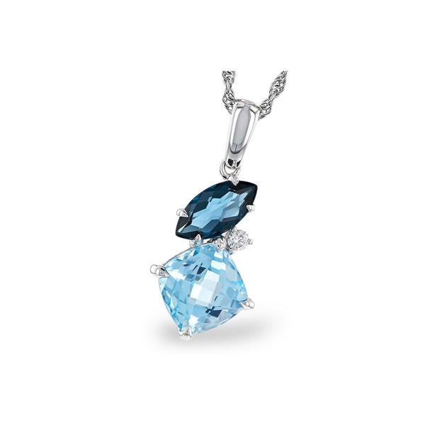 14K White Gold Blue Topaz and Diamond Pendant Diny's Jewelers Middleton, WI