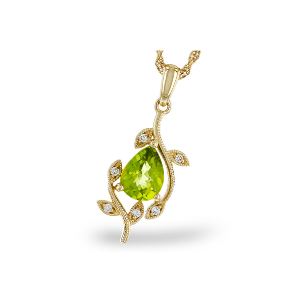 14K Yellow Gold Peridot and Diamond Pendant Diny's Jewelers Middleton, WI