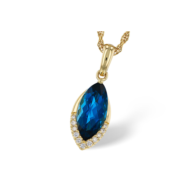 14K Yellow Gold London Blue Topaz and Diamond Pendant Diny's Jewelers Middleton, WI