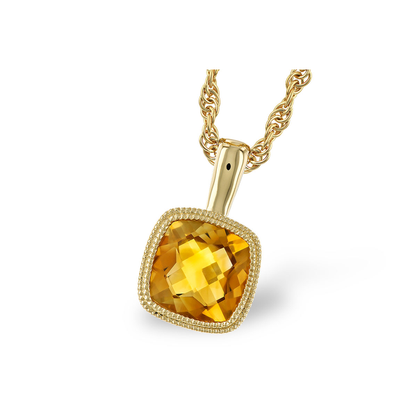 14K Yellow Gold Citrine Bezel Pendant Necklace Diny's Jewelers Middleton, WI