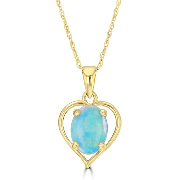 14K Yellow Gold Opal Heart Outline Pendant Diny's Jewelers Middleton, WI