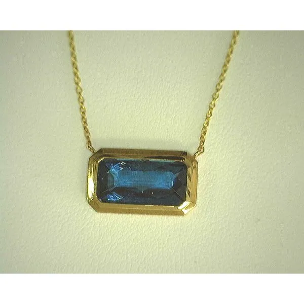 14K Yellow Gold London Blue Topaz Bezel Necklace Diny's Jewelers Middleton, WI