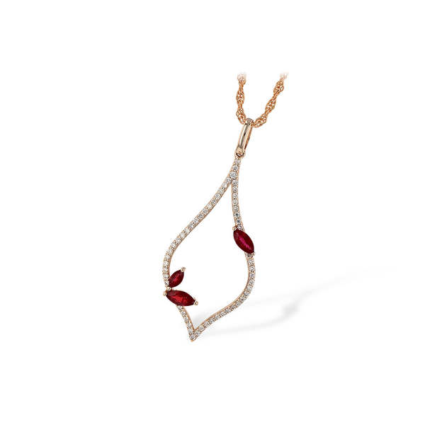 14K Rose Gold Ruby & Diamond Pendant Necklace Diny's Jewelers Middleton, WI