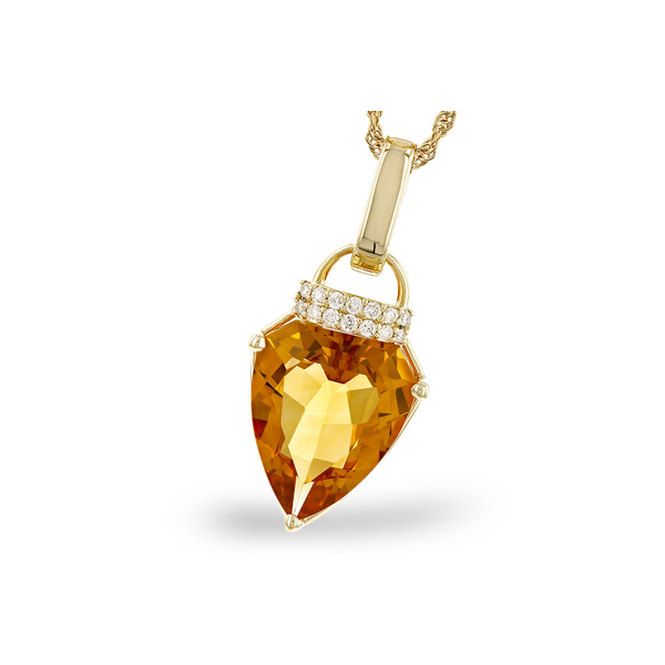 14K Yellow Gold Citrine Diamond Pendant Necklace Diny's Jewelers Middleton, WI