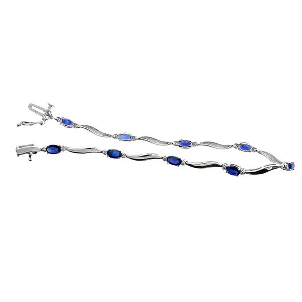 14K White Gold Sapphire and Diamond Link Bracelet Diny's Jewelers Middleton, WI