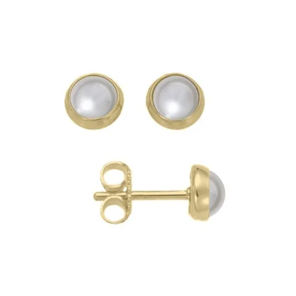 14K Yellow Gold Cultured Pearl Button Earrings Diny's Jewelers Middleton, WI