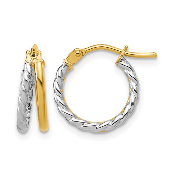 14K Two-Tone Hoops Diny's Jewelers Middleton, WI