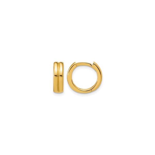 14K Yellow Gold Grooved Huggie Hoops Diny's Jewelers Middleton, WI