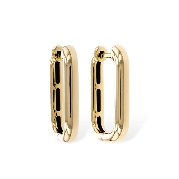 14K Yellow Gold Elongated Rectangular Hoop Earrings Diny's Jewelers Middleton, WI