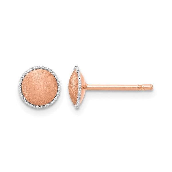 14K Rose Gold with White Gold Accent Brushed Post Earring Diny's Jewelers Middleton, WI