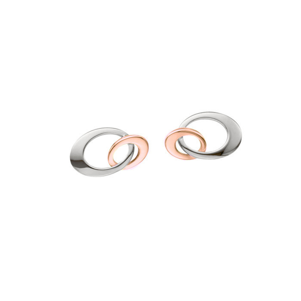 Entwined Mini Sterling Silver and 14K Rose Gold Post Earrings Diny's Jewelers Middleton, WI